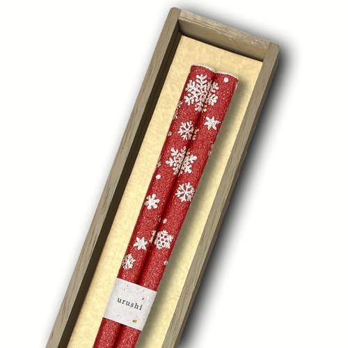 新品 橋本幸作漆器店 雪の花 輪島うるし箸 乾漆仕上げ 桐箱入り 22.5cm 日本製 天然漆 高級 職人技 滑りにくい ギフト プレゼント (赤)