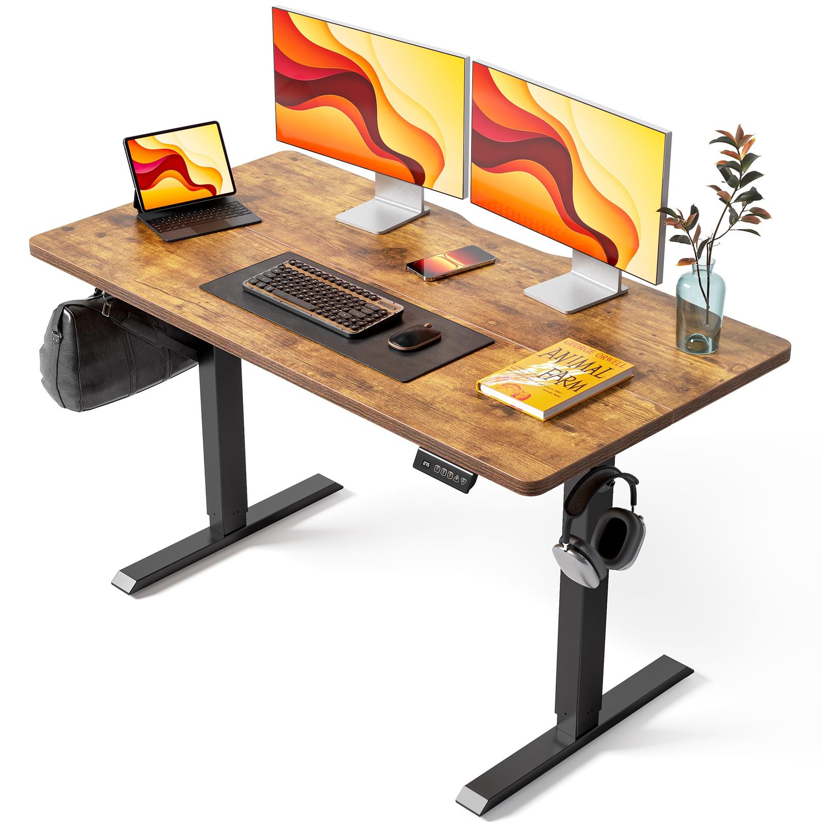 FEZIBO 昇降デスク 電動 昇降式デスク 幅120cm オフィスワークテーブル