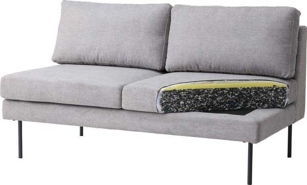  ２人掛けファブリックソファ アームレス スリム脚 W130×D77×H76×SH40cm ロータイプ使用可 No.56 ライトグレー レトロソファ 2人掛け 3人掛けソファ ソファ ソファベッド