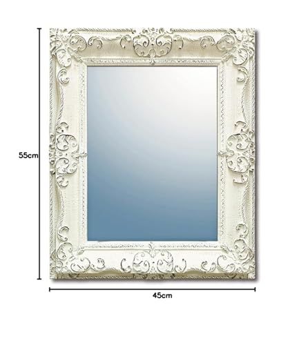 新品 ユーパワー ミラー アンティークホワイト W45×H55×D4cm(ミラー