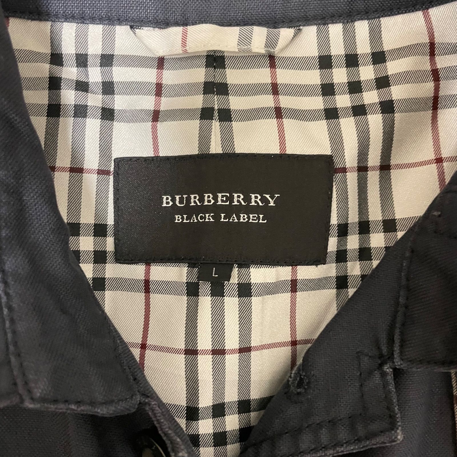 希少L】BURBERRY BLACK LABEL ノバチェック ジャケット ネイビー 麻混