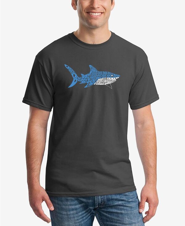 豊富な，人気 エルエーポップアート メンズ トップス Tシャツ LA Pop Art Mens Daddy Shark Word Art Short Sleeve Tshirt Dark Gray グレー Tシャツ