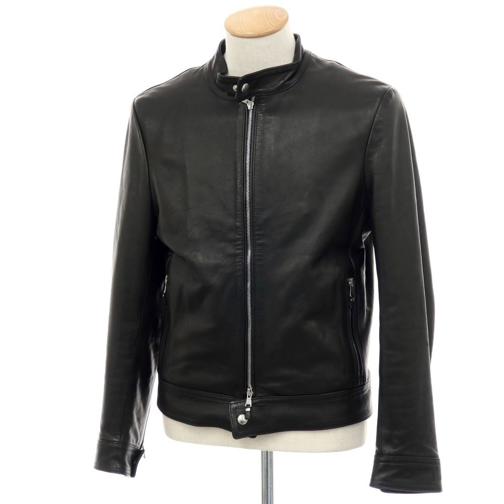 中古】エンメティ EMMETI ラムレザー ライダースジャケット ブラック