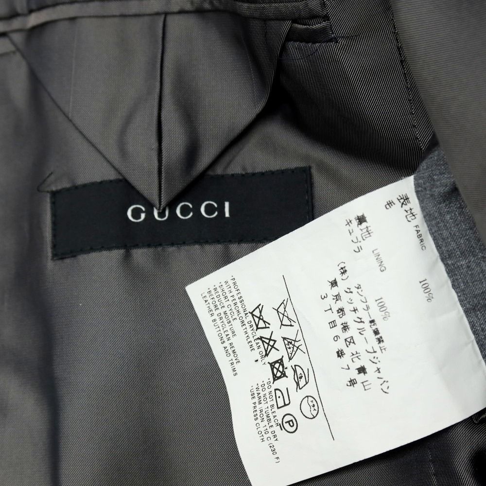 中古】グッチ GUCCI ウール ストライプ テーラードジャケット グレー