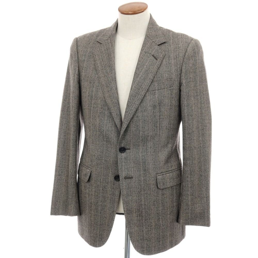中古】グッチ GUCCI ウール ストライプ テーラードジャケット グレー