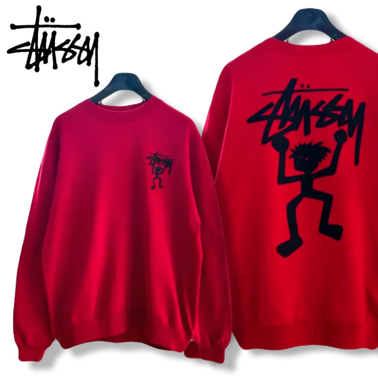 OLD STUSSY 90s 白タグ USA製 XL レッド シャドーマン スウェット