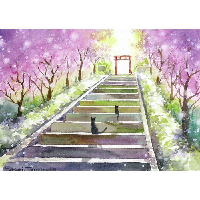 ぷうあ絵画2点 ぷうあさま専用（原画）桜の階段 ほか 2点おまとめ - メルカリ