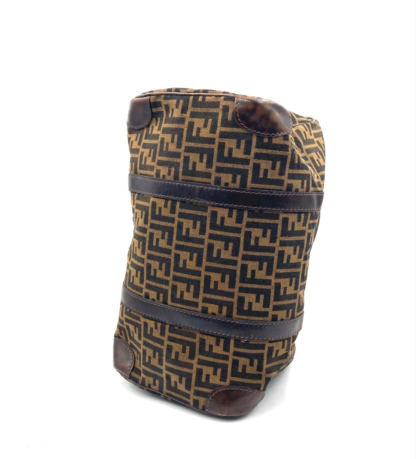 FENDI フェンディ ズッカ総柄 ミニボストンバッグ キャンバス×レザー