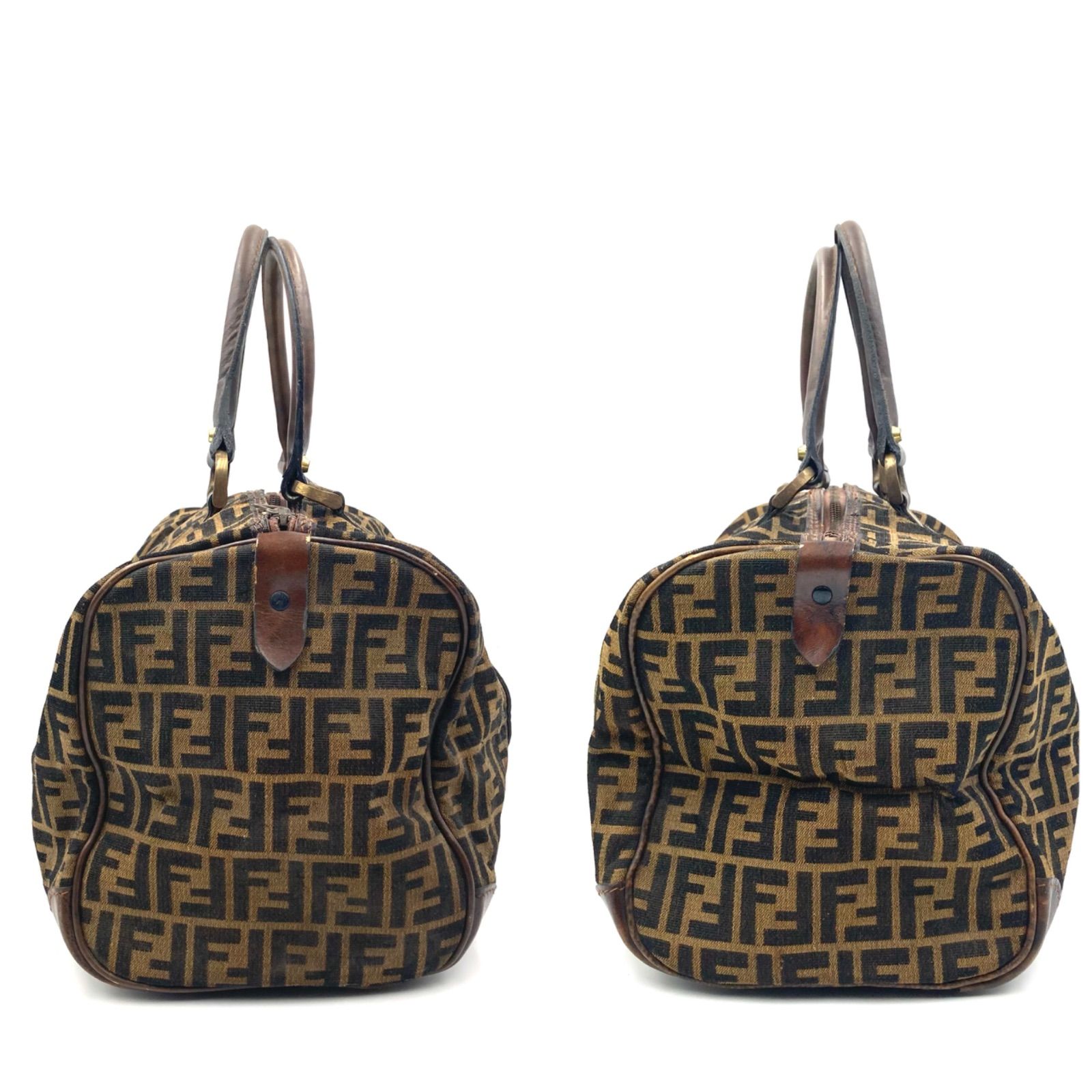 FENDI フェンディ ズッカ総柄 ミニボストンバッグ キャンバス×レザー