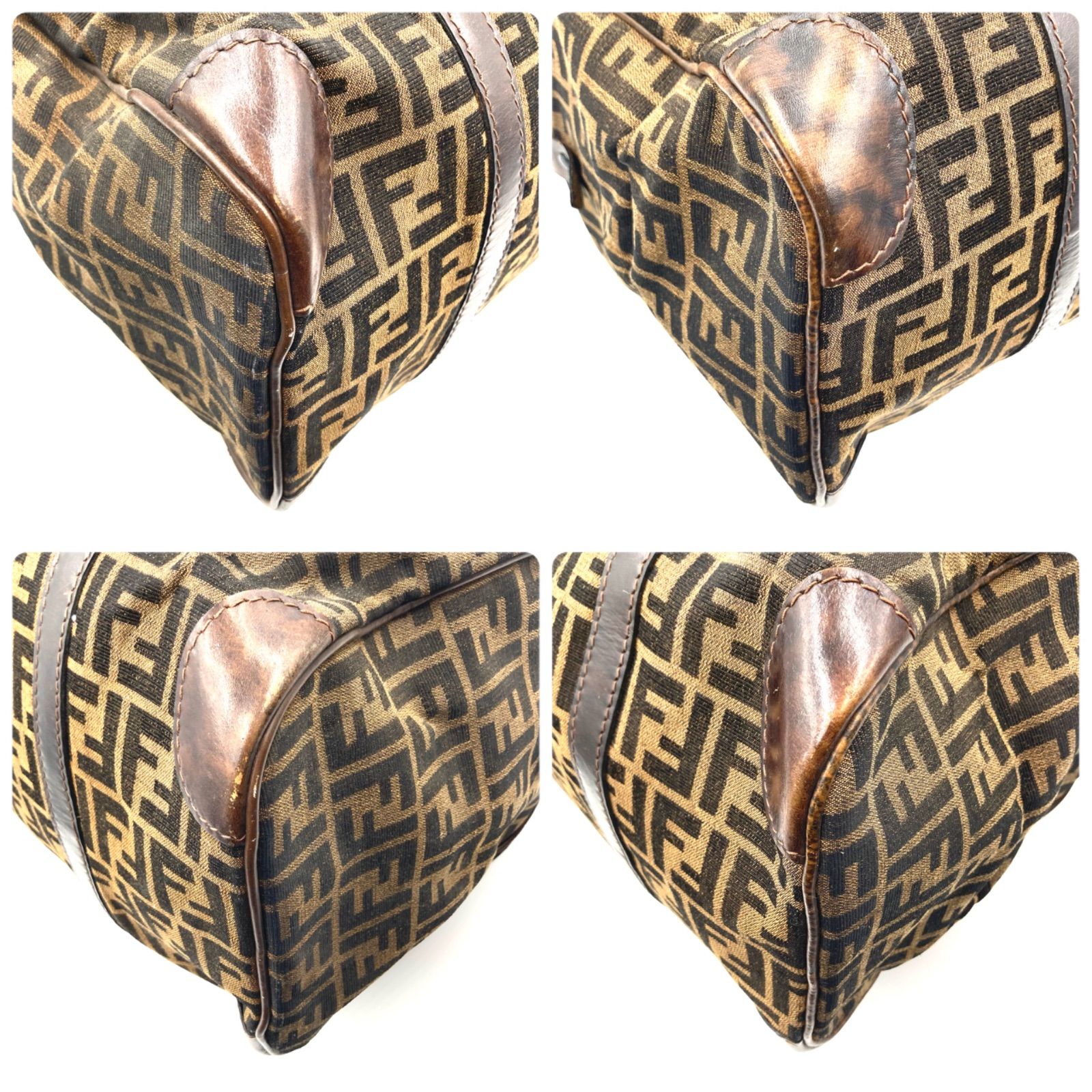 FENDI フェンディ ズッカ総柄 ミニボストンバッグ キャンバス×レザー