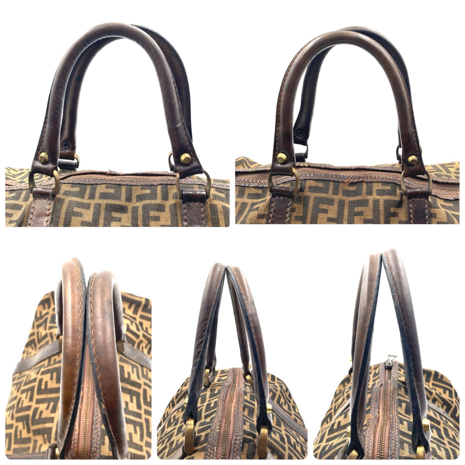 FENDI フェンディ ズッカ総柄 ミニボストンバッグ キャンバス×レザー