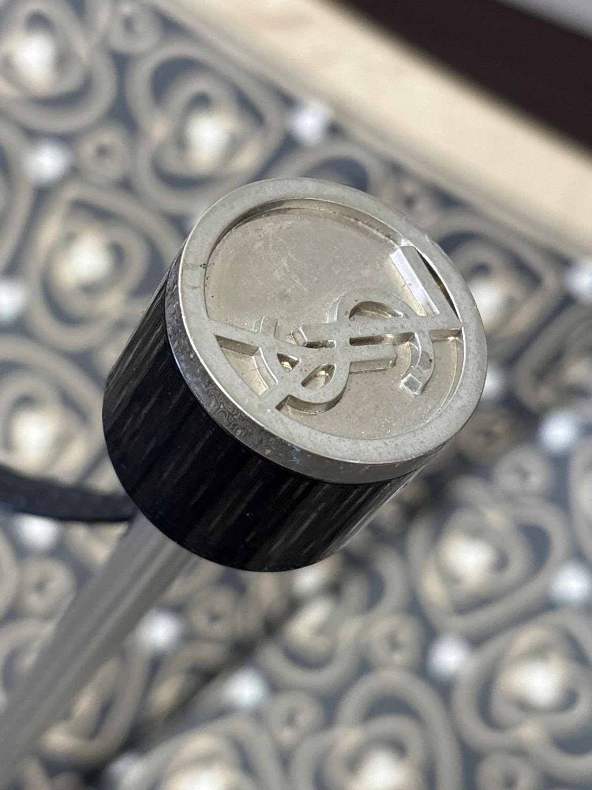 イブサンローラン 折りたたみ傘 ネイビーハート柄 Yves Saint Laurent