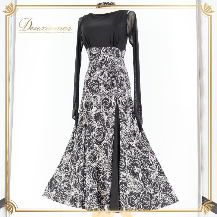 社交ダンス 衣装 スタンダードドレス ワンピース ドレス ブラック系