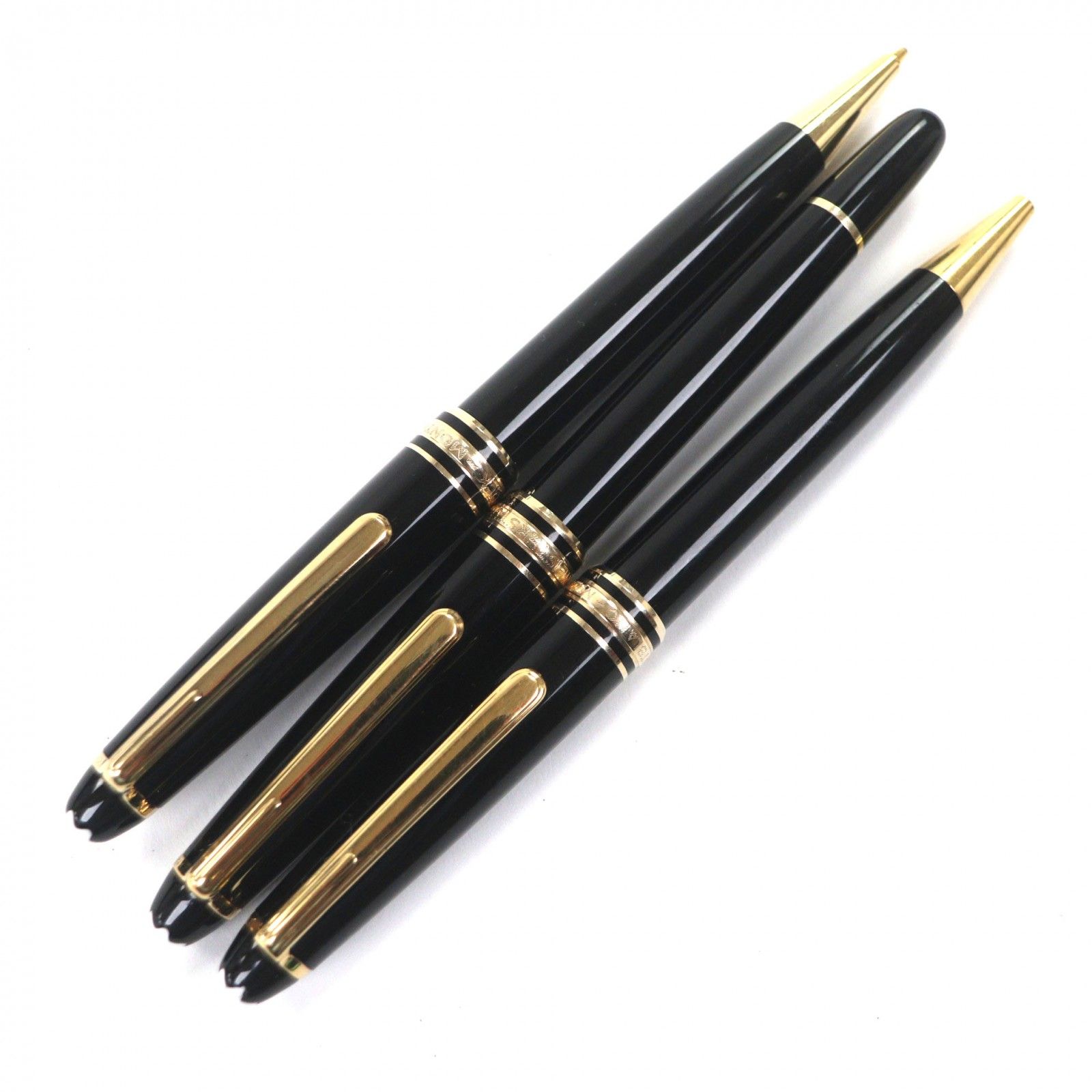 良品▼MONTBLANC モンブラン マイスターシュテュック クラシック ペン先14K Fニブ ホワイトスター シャープペンシル ボールペン 万年筆 3本セット 万年筆 ブラック ゴールド ドイツ製 メンズ 筆記確認済み MONTBLANC（モンブラン） 良品□MONTBLANC マイスターシュテュック