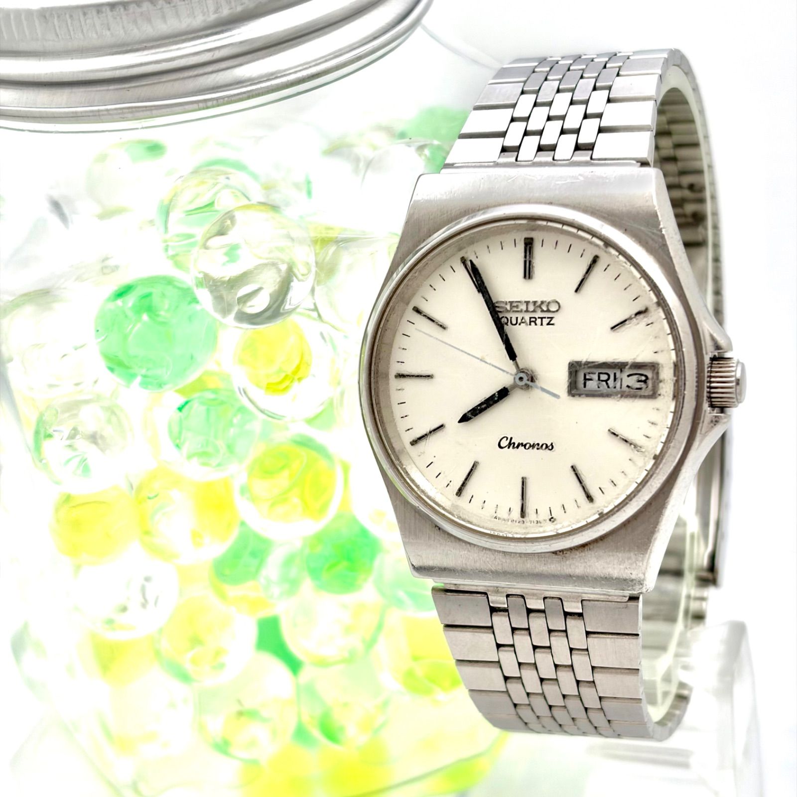 【稼働品】SEIKO Chronos 8123-7090 新品電池 新品電池】SEIKO セイコー Chronos クロノス メンズ 腕時計 シルバー