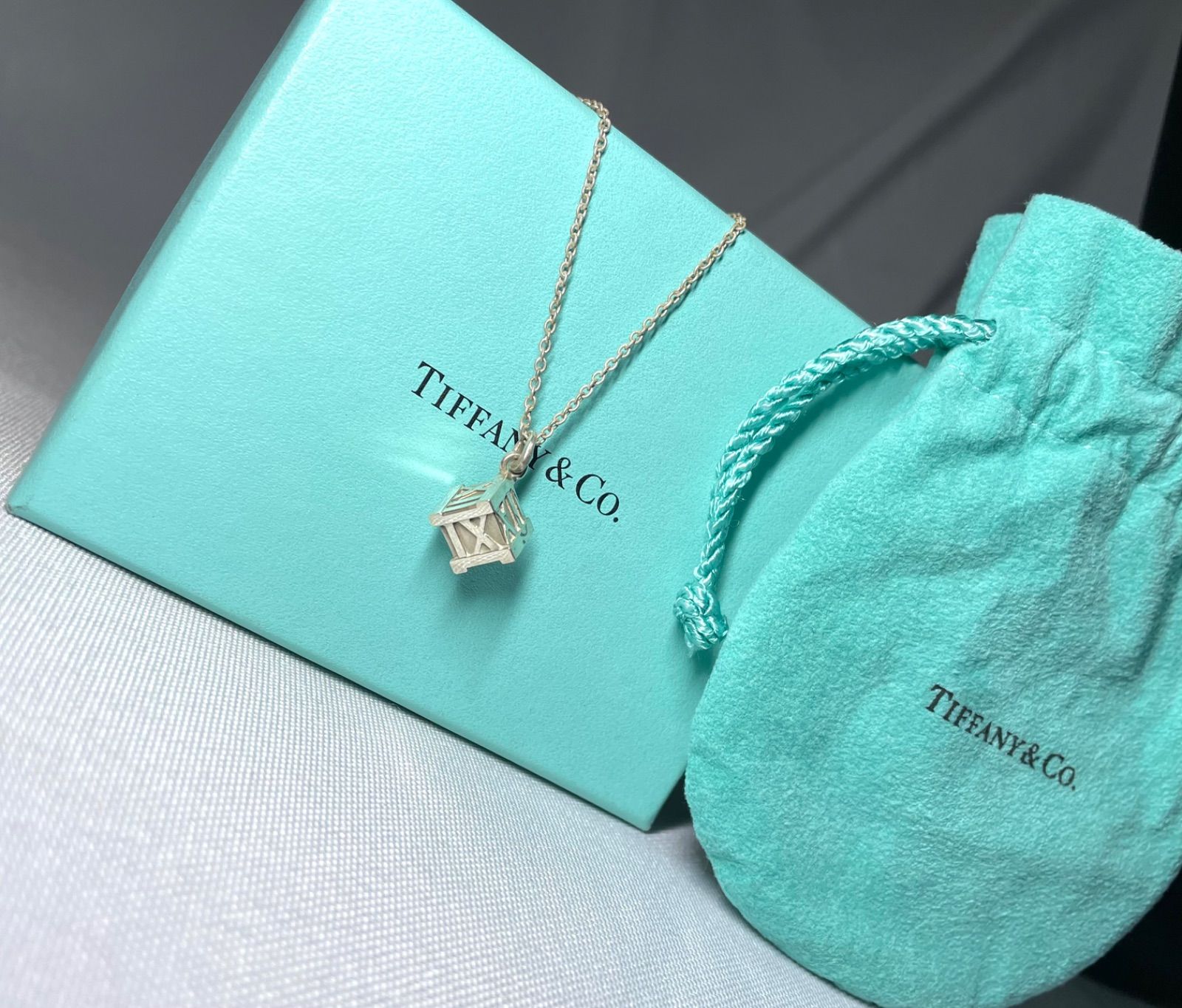 美品 TIFFANY&Co. ティファニー アトラス キューブ ロック ネックレス 