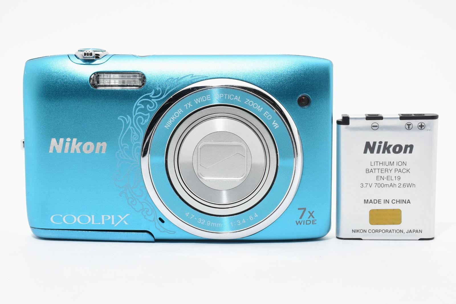 返品保証】☆良品☆ニコン Nikon COOLPIX S3500 ブルー☆動作品☆ L44