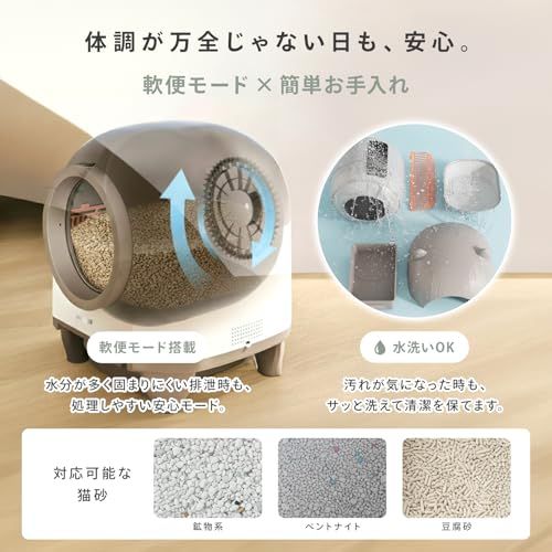 N.Qurio] 猫 トイレ 自動トイレ スマホ管理 80L超大空間 10L大容量