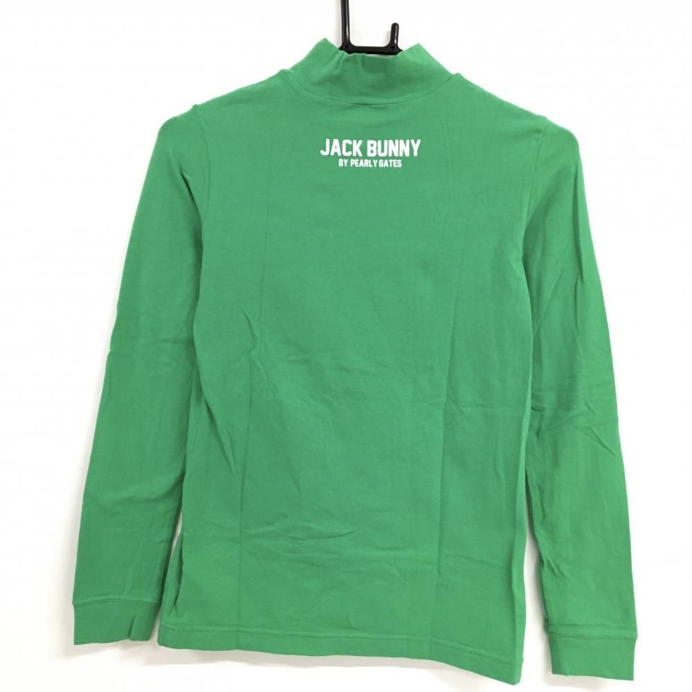 超美品】ジャックバニー 長袖ハイネックシャツ グリーン ロゴ白