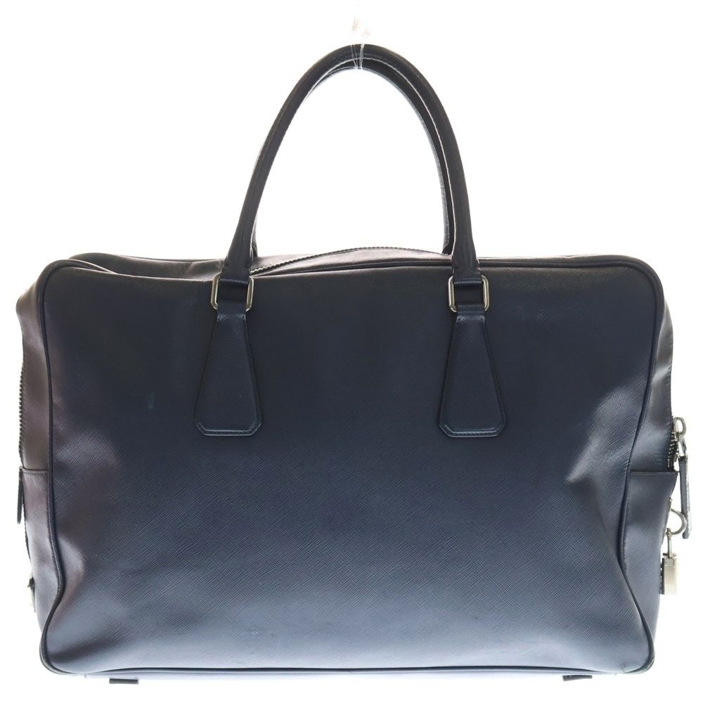 PRADA (プラダ) 三角プレートロゴデザイン 鍵付き レザー ボストン