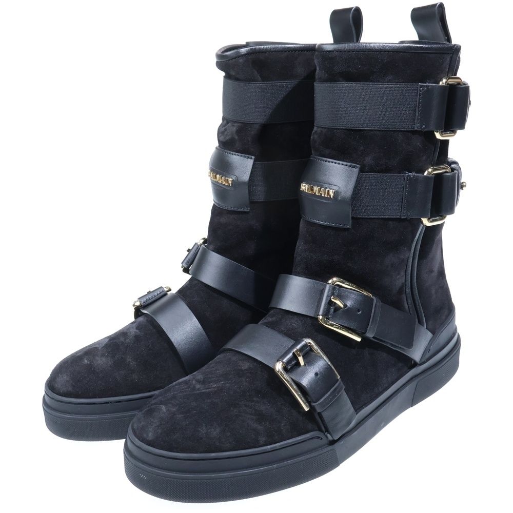 BALMAIN (バルマン) 17AW バックル付き スエード ロングブーツ