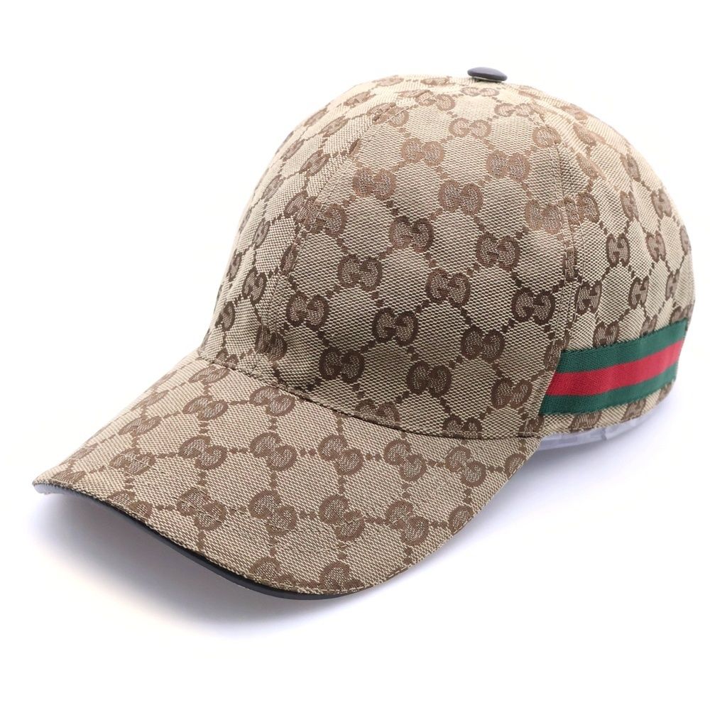 GUCCI (グッチ) GGキャンバス シェリーライン キャップ 帽子 ベージュ