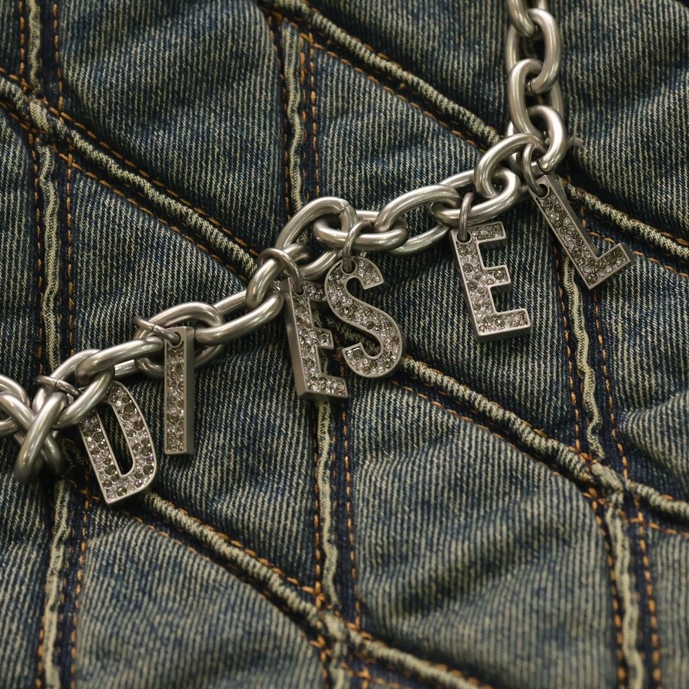 DIESEL (ディーゼル) 24AW CHARM-D-TOTE BAG IN ARGYLE QUILTED DENIM 