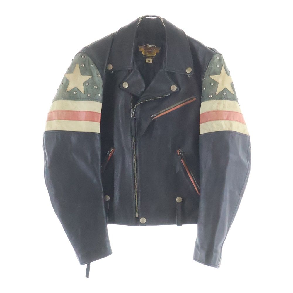 ⭐️90s⭐️HARLEY DAVIDSONライダースジャケット　アメリカ星条旗 HARLEY DAVIDSON (ハーレーダビッドソン) 90S ヴィンテージ スタッズ