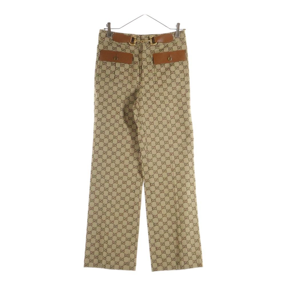 GUCCI (グッチ) ホースビット GGキャンバスパンツ ベージュ 681507