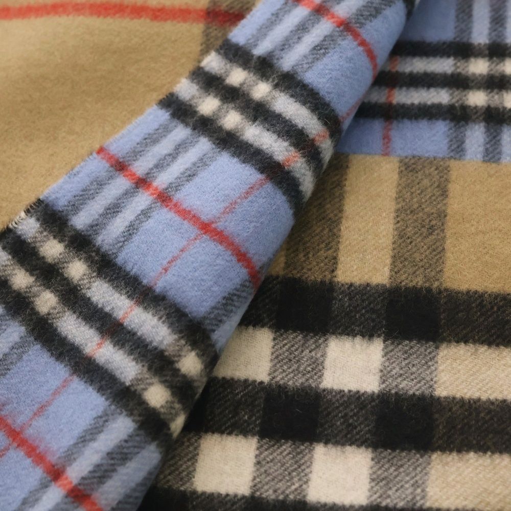 BURBERRY (バーバリー) ノバチェック カシミヤ ウール フリンジ