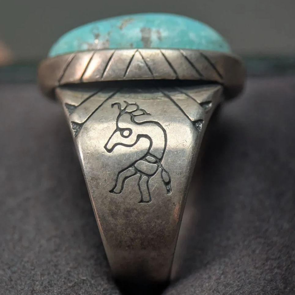 シルバーリング 14号 ココペリ ナバホ Navajo ターコイズ インディアン