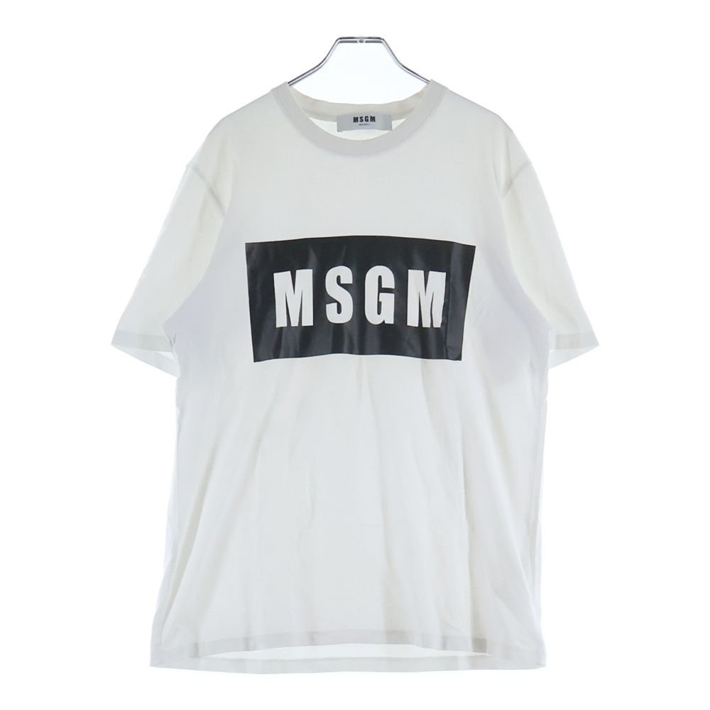 MSGM (エムエスジーエム) フロントロゴ クルーネック半袖Tシャツ カットソー ホワイト 2440MM67