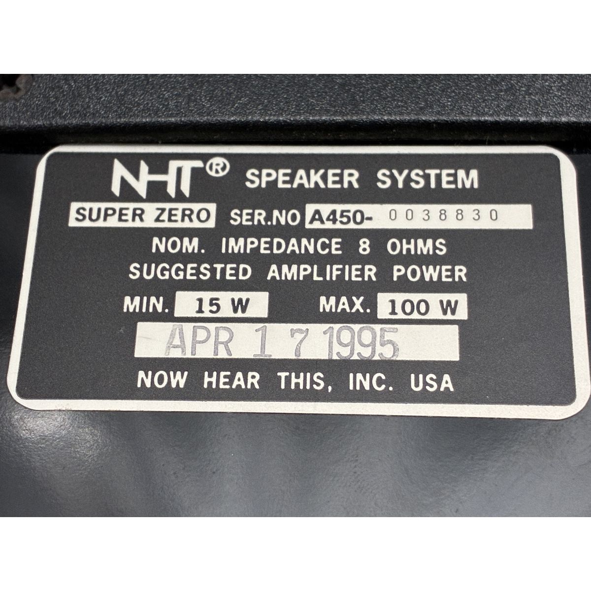 NHT Super Zero エヌエイチティー スピーカー ペア スーパーゼロ