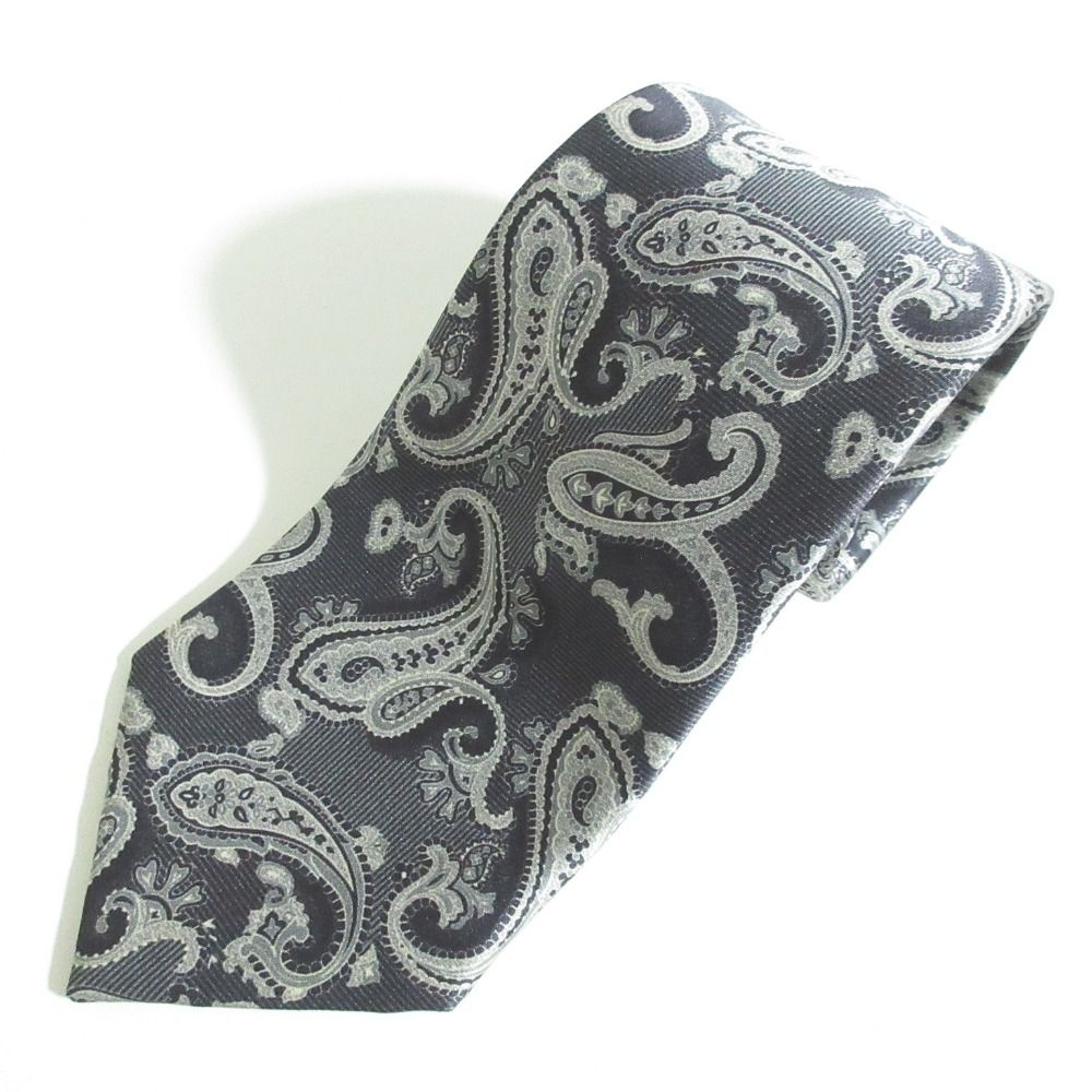美品 Brioni ブリオーニ シルク ペイズリー柄 ネクタイ グレー系