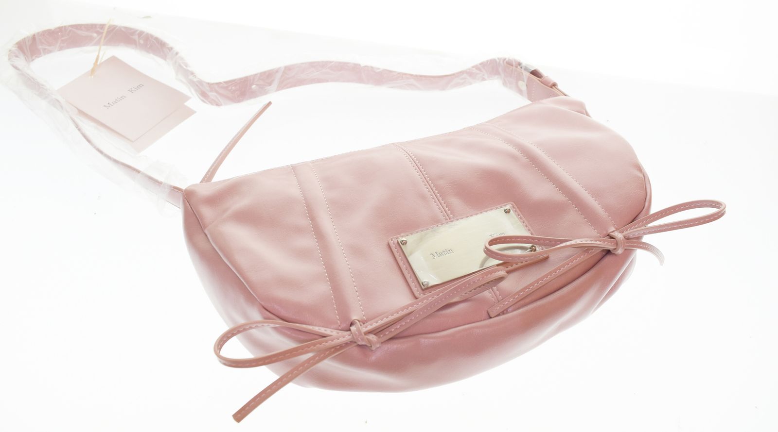 マーティンキム Matin Kim HALF SHIRRING RIBBON ROUND BAG クロス 