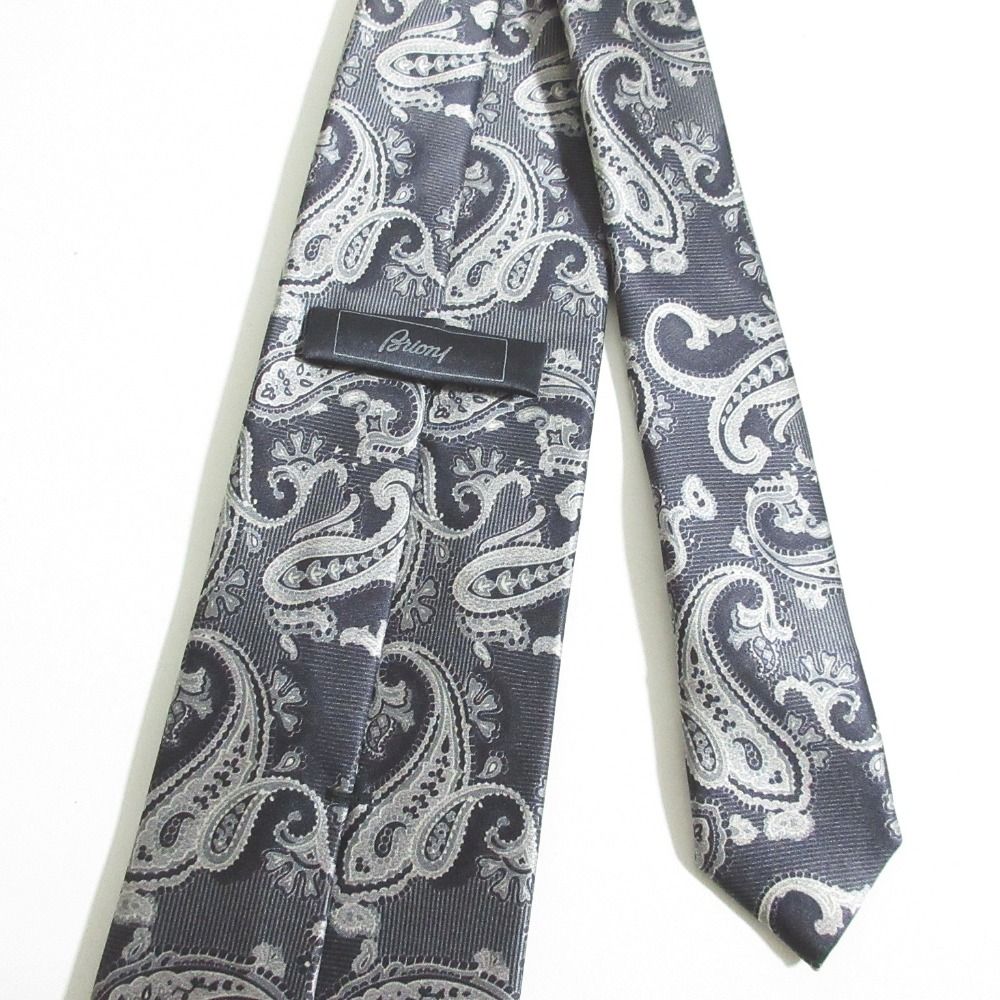 美品 Brioni ブリオーニ シルク ペイズリー柄 ネクタイ グレー系