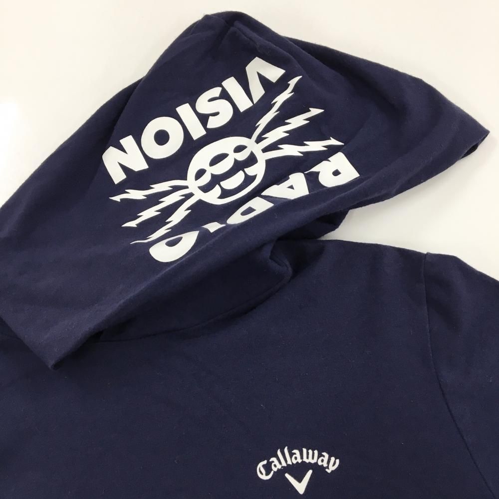 超美品】キャロウェイ フード付長袖Tシャツ ネイビー ロゴ白 パーカー