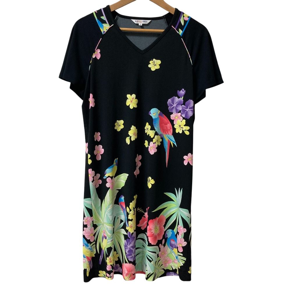 美品 LEONARD SPORT レオナールスポーツ バード フラワープリント V