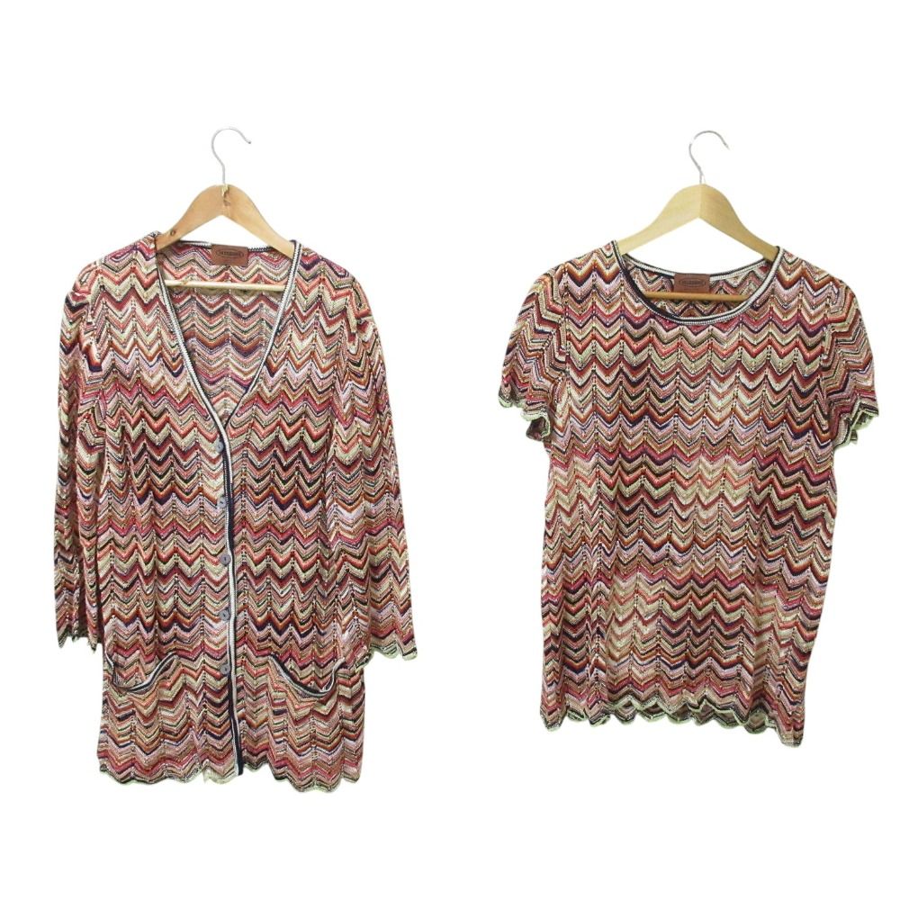 美品 MISSONI ミッソーニ シェブロン ロングニットカーディガン ニット