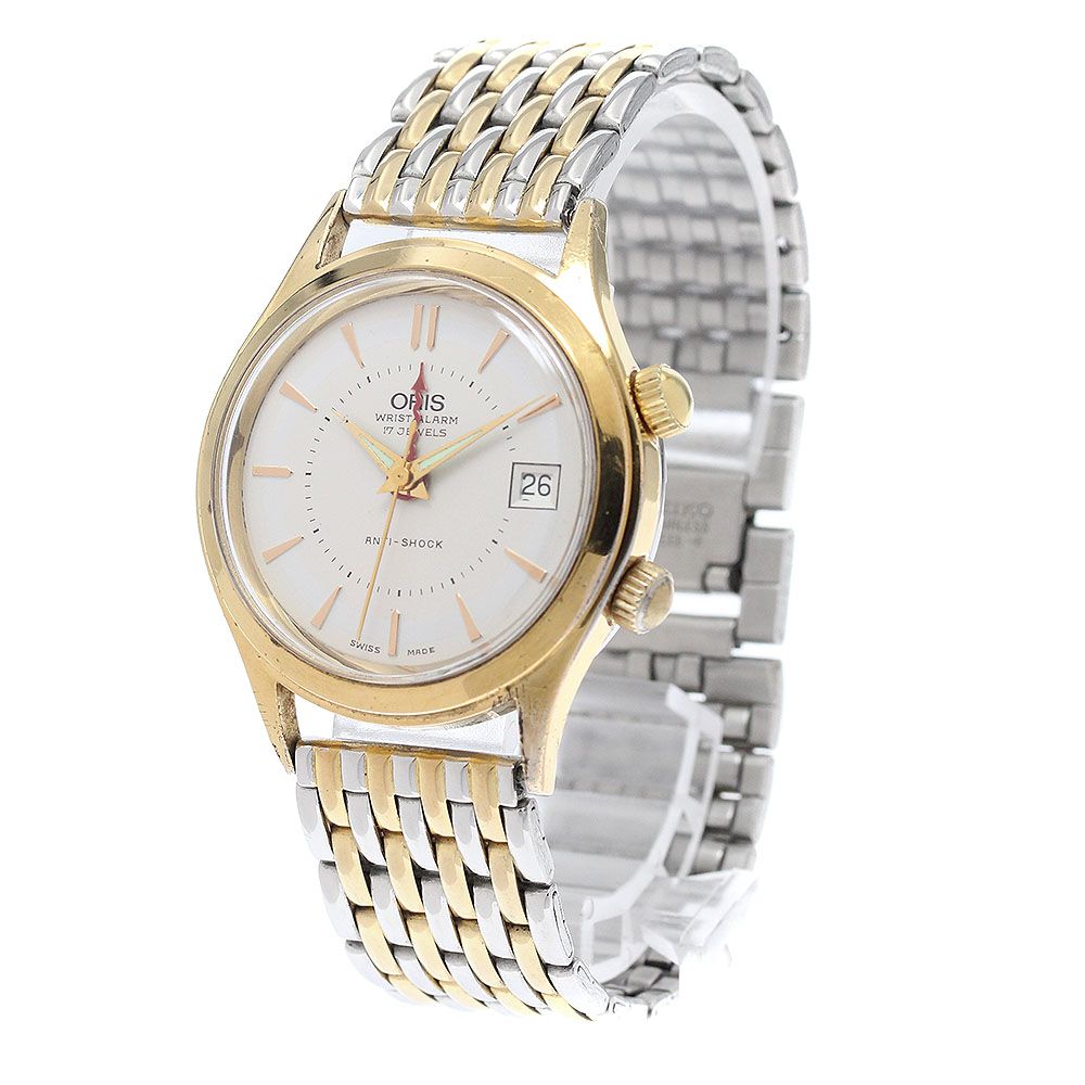 オリス ORIS 420-7387 デイト アラーム 手巻き メンズ _942894 - メルカリ