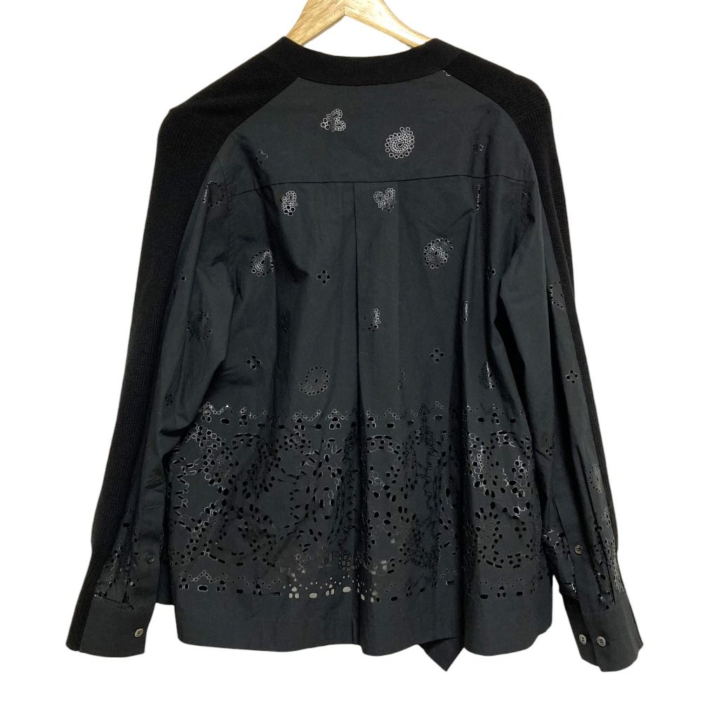 美品 sacai サカイ シャツドッキング ニット カーディガン 21-05699