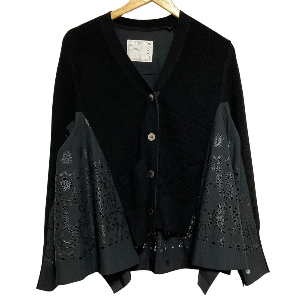 美品 sacai サカイ シャツドッキング ニット カーディガン 21-05699
