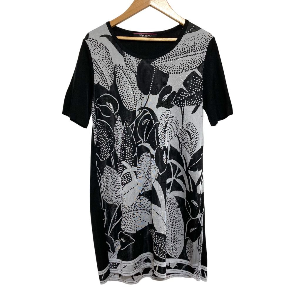 良品 LEONARD レオナール シルク ラインストーン フラワープリント