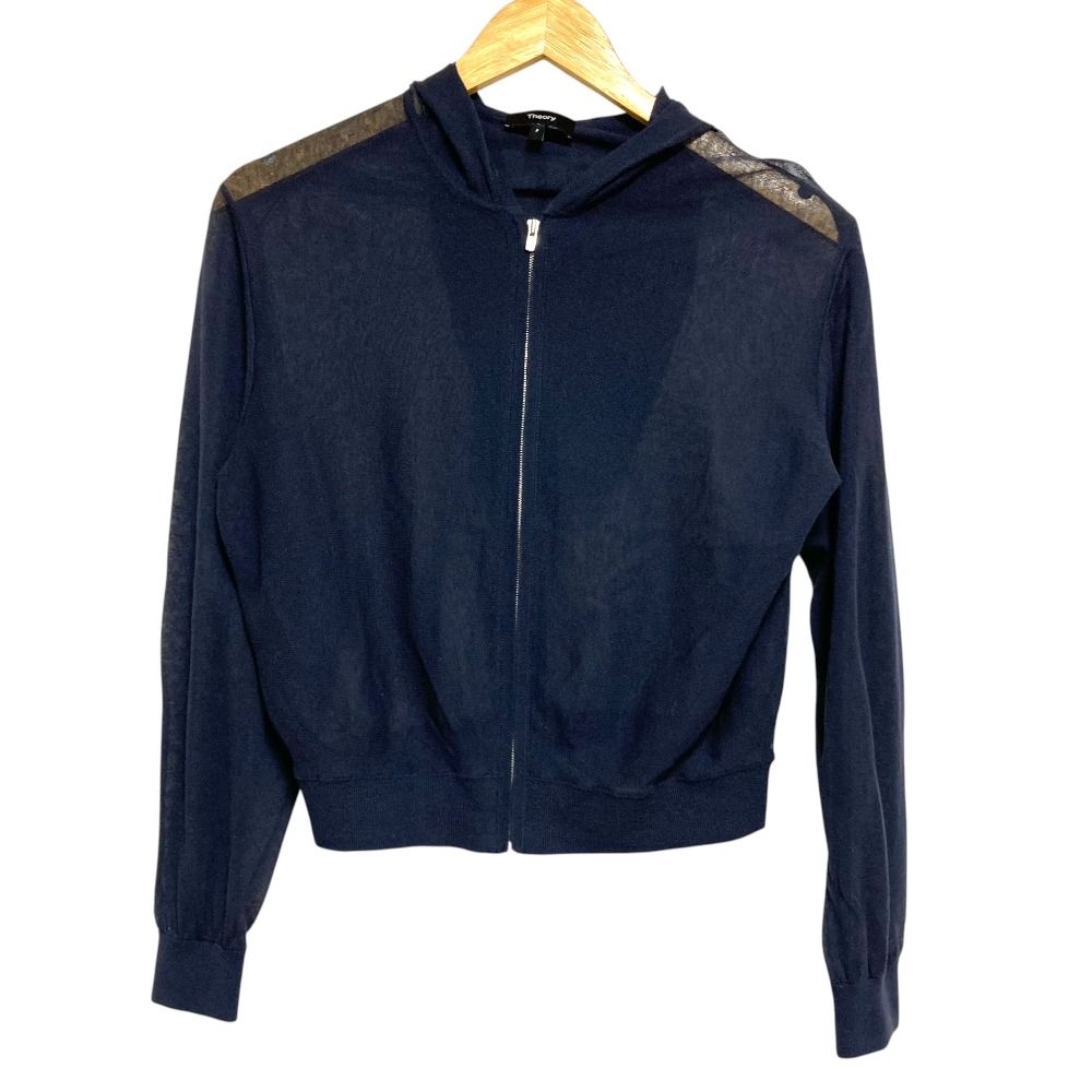 美品 25SS Theory セオリー ZIP BLOUSON HOODIE SHEER CREPE シアー 