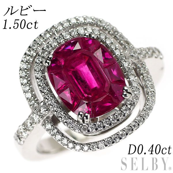 Ptルビーダイヤリング！R0.40ct.D0.28ct.。 Ptルビーダイヤリング R0 