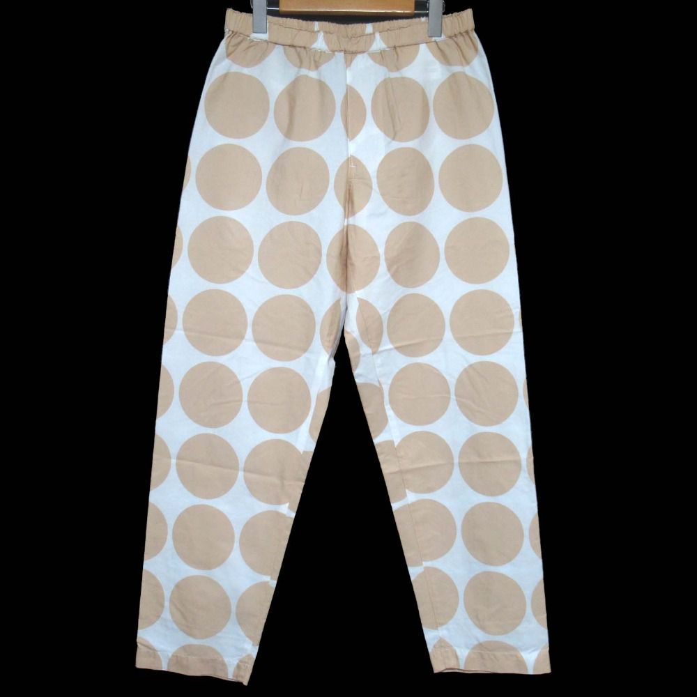 美品 COMME des GARCONS HOMME PLUS コムデギャルソンオムプリュス AD2001 ドット柄 イージー テーパードパンツ M ホワイト×ベージュ メンズ 古着  USED