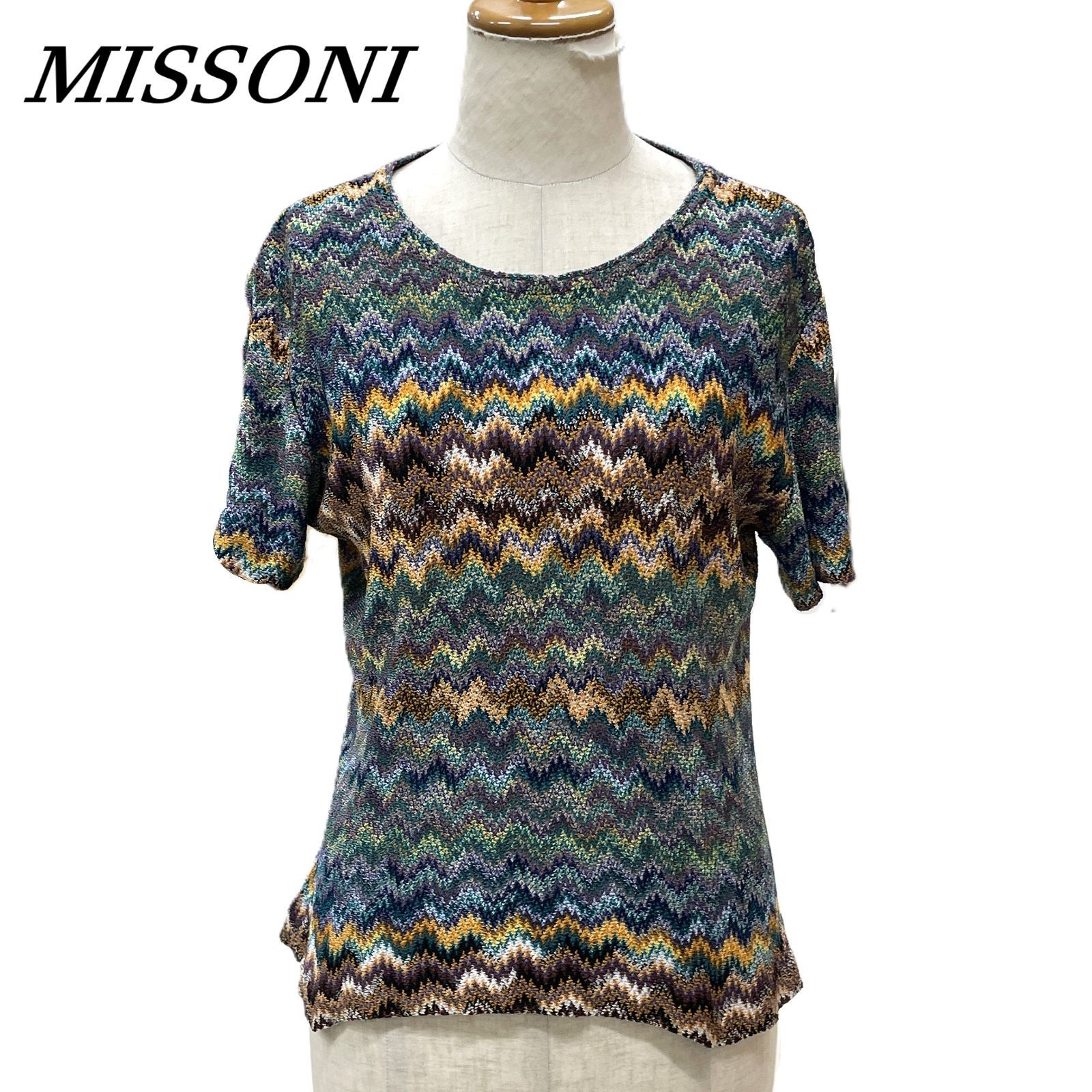 MISSONI ミッソーニ 半袖ニット セーター マルチカラー 総柄 - メルカリ