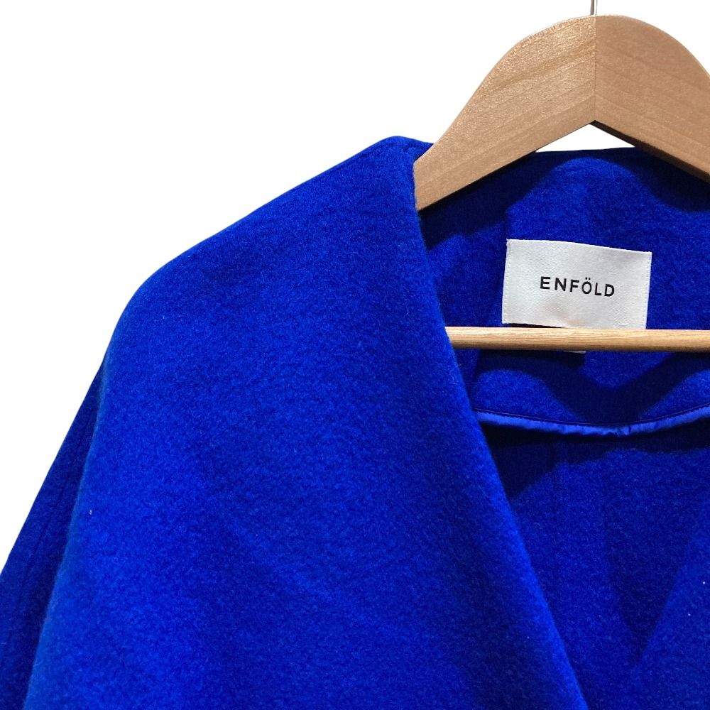 良品 ENFOLD エンフォルド ライトビーバー ケープコート SIZE38 ブルー