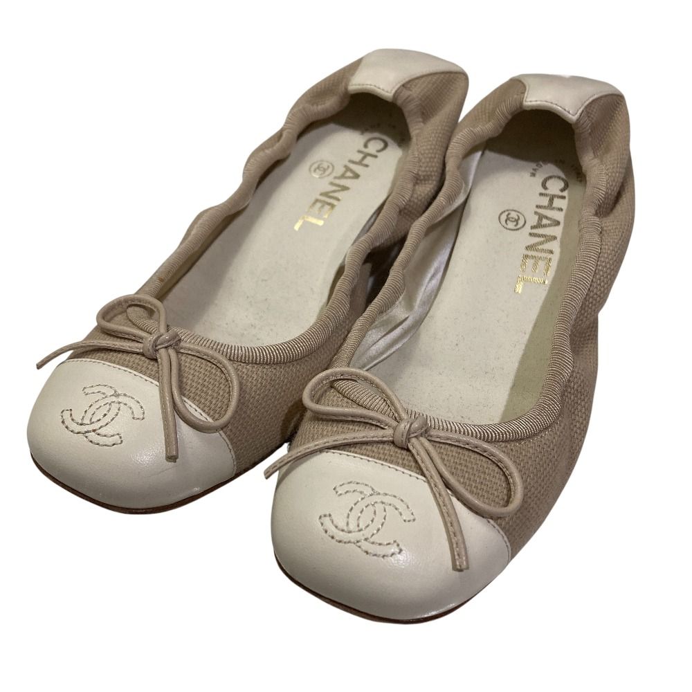 美品 CHANEL シャネル バレリーナ バレエシューズ パンプス G26360 I35