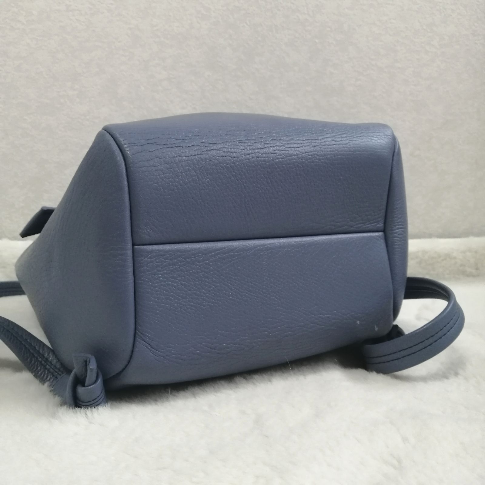 ヒロフ ロシェ リュック 巾着 バックパック レザー 革 ブルー系 HIROFU